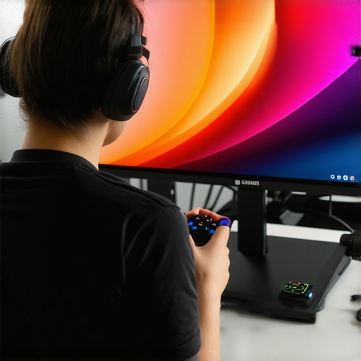 Person calibrating a high-quality IPS gaming monitor for optimal performance