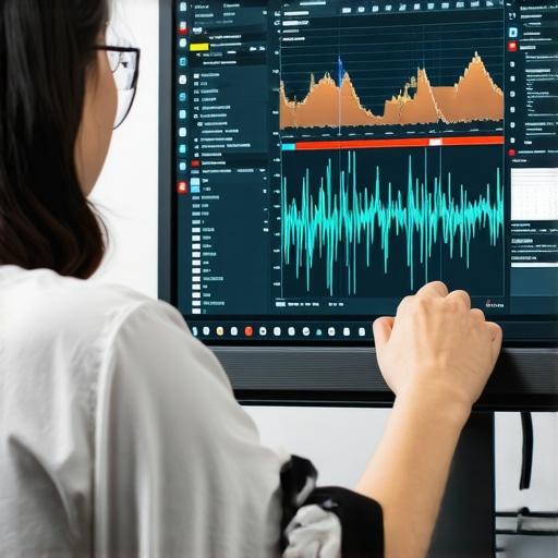 Person calibrating a professional computer monitor using calibration tools to ensure color accuracy.
