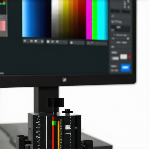 A technician calibrating an IPS monitor with specialized equipment