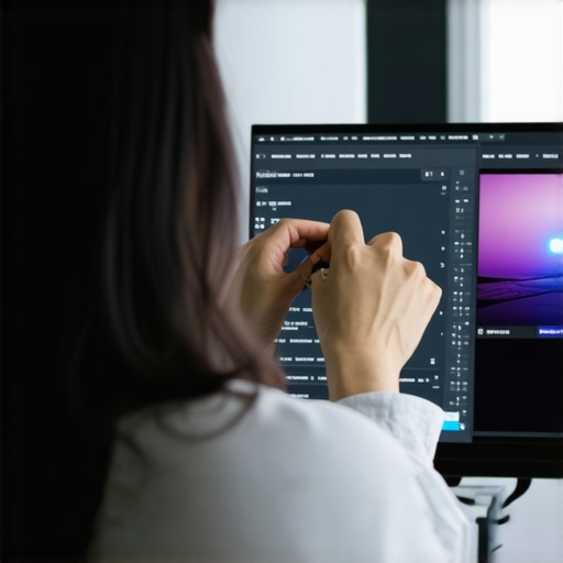 Person calibrating a 4K IPS monitor to improve text sharpness.