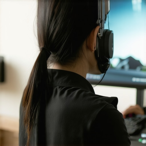 Person fine-tuning monitor settings for optimal display quality.