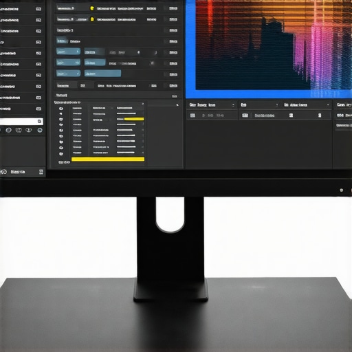 A sleek computer monitor with ergonomic stand displaying calibration settings