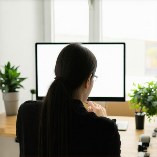 Person adjusting monitor settings for better visual comfort