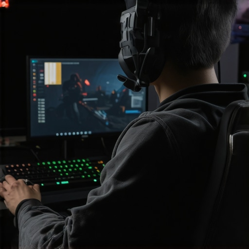 Adjusting Settings on a 144Hz IPS Gaming Monitor Gamer customizing display settings on a 144Hz monitor in a gaming room.